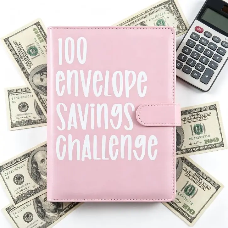 2026 New A5 Portable Envelope Savings Book, Car Interior Stowing & Tidying Tracker Organizer with 100 Cash Envelopes, Cute Sticker Set for $5050 Goal, Envelope Savings Books, Savings Tracker Organizer