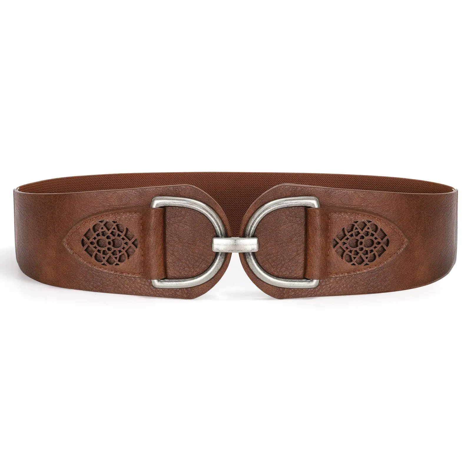 JASGOOD Vintage Women Stretchy Wide Belt Chunky Buckle Elastic Wide Waist Belts for Dresses Coats