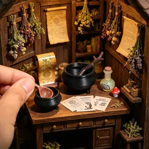 Miniature Magic Cauldron Scene Decor, Dollhouse Model House Decoration, Photography Props, Micro Landscape Ornament, Small Gift, Home Décor, Home Decor Ornaments