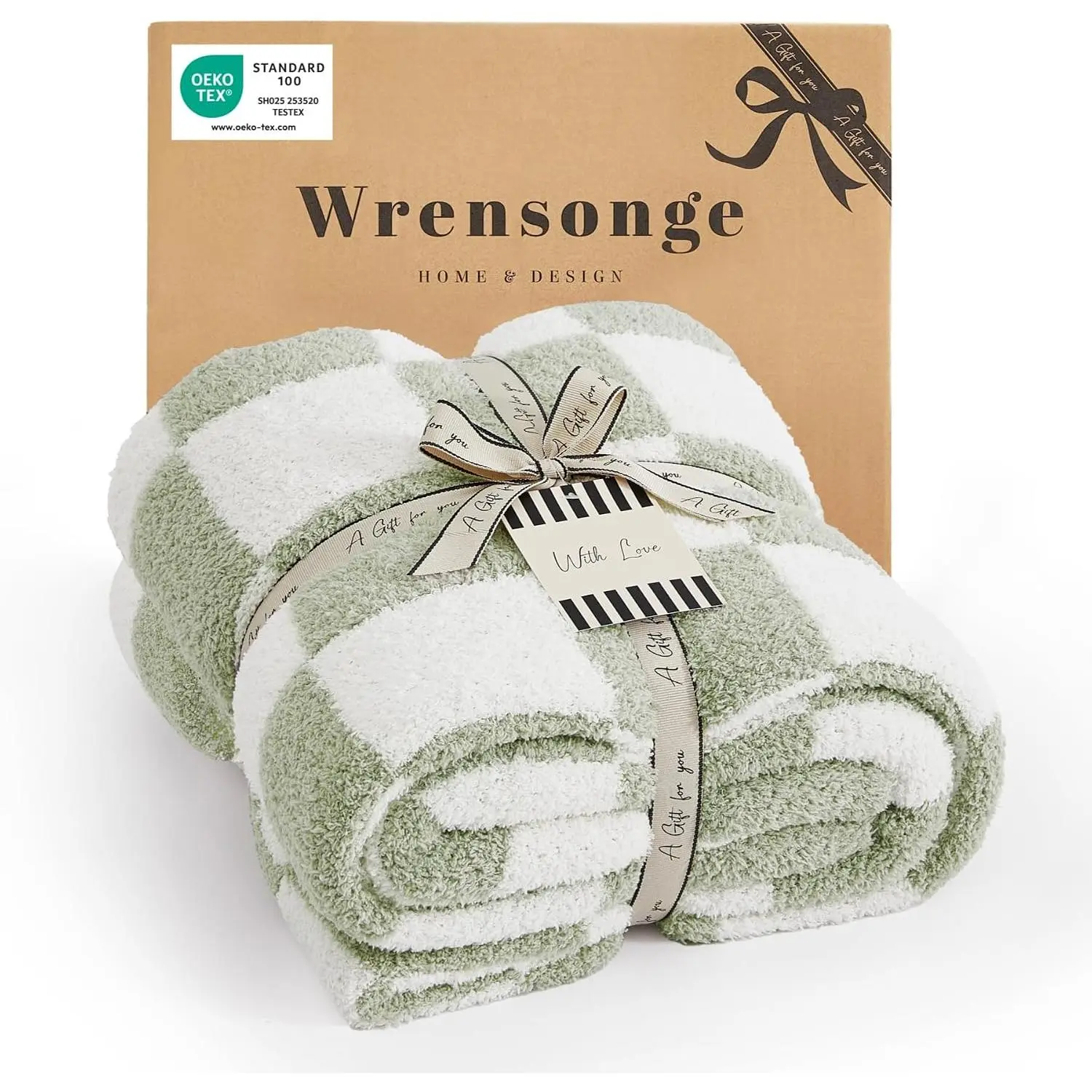 Soft Checkered Throw Blanket for Couch-Cozy Warm Knitted| Lightweight Warm Decor for, Mom, Her & Girls, Sofa, Chair, Bed, 50x70in, Sage Green