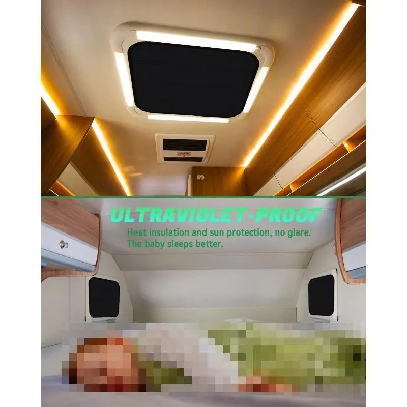 RV Sunshade Curtains, Window Shade Car - Double-sided foldable ventilation curtains, suitable for roof ventilation openings and windows of RVs, camper vans, boats. No drilling required for installation