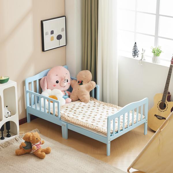 Toddler Bed with Safety Rails, Solid Wood Kids Bed Frame, Low Profile Montessori Floor Bed for Boys and Girls, 135*75*62.5cm