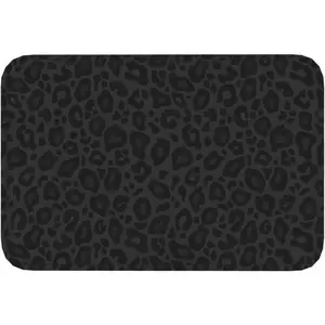 Black Leopard Print Bath Mat Non-Slip Soft Microfiber Bathroom Rugs Washable Bathmat, Carpet Rug Entryway Cheetah Decor for Tub Shower Room Floor