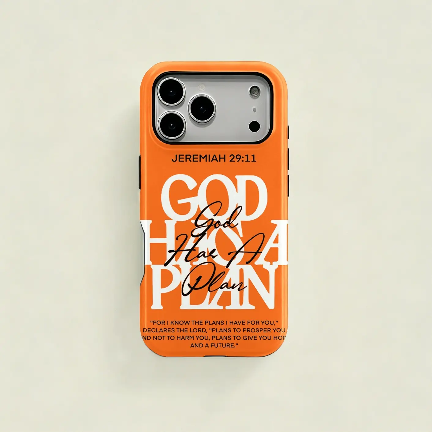 Faith‑inspired "God Has A Plan" letter‑print dual‑layer protective case, a sturdy long‑lasting two‑in‑one phone case, suitable for iPhone 17/16/15/14/13/12/11 Pro Max/Plus/Pro, Samsung Galaxy S26‑S21 Ultra series, this aesthetic phone case paired with a p