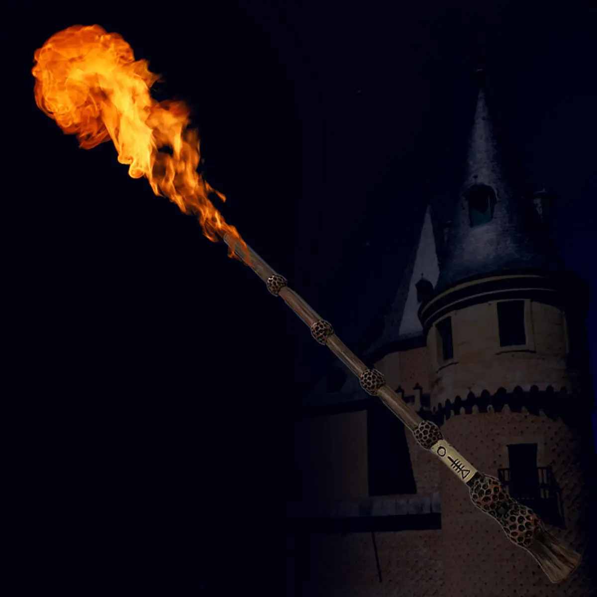Handmade Fire-Breathing Resin Magic Wand with Large Caliber, Festive Party Accessory for Halloween Stage Performances, Ideal Holiday Gift