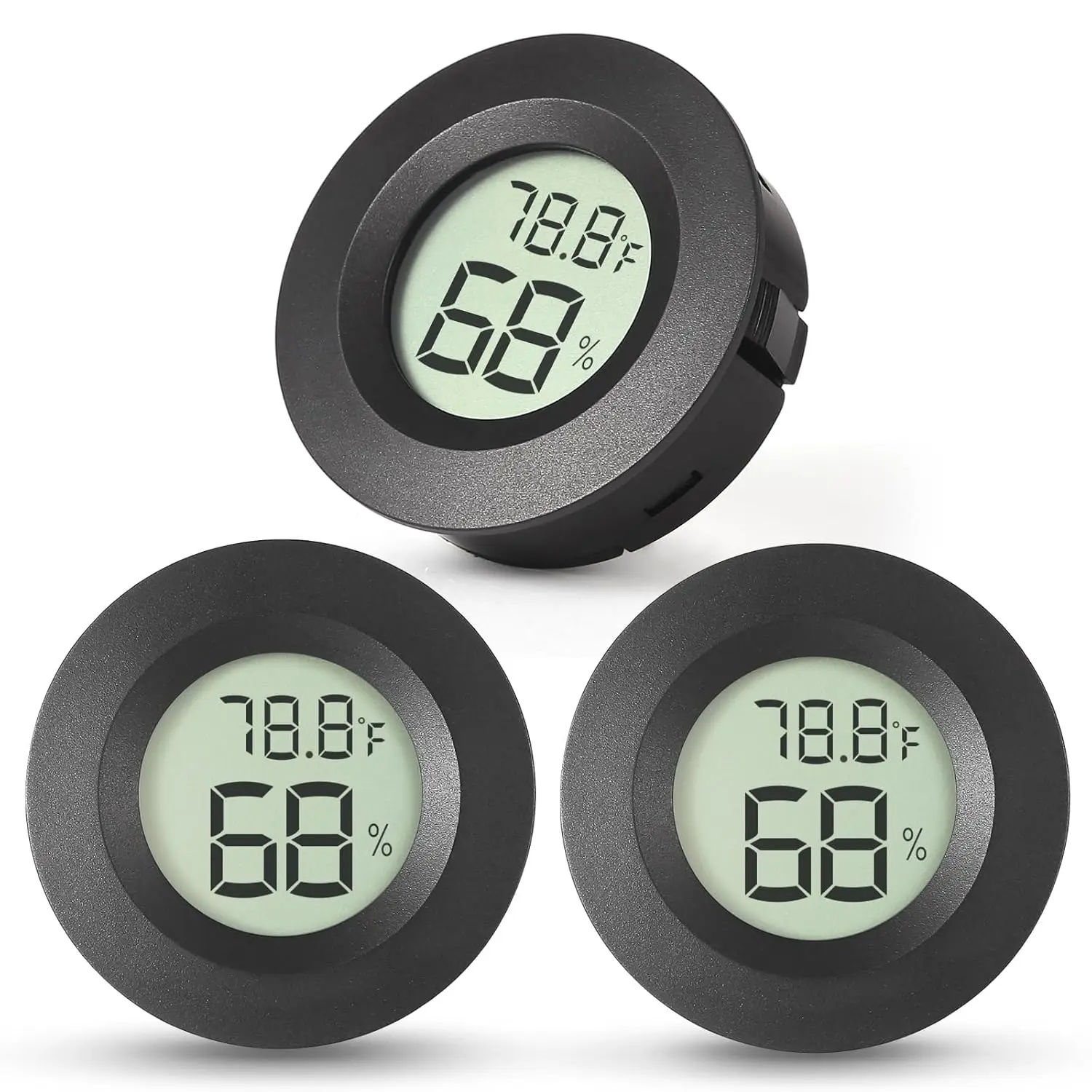 3-Pack Mini Hygrometer & Thermometer, Indoor Outdoor Digital Humidity Meter Gauge Temperature, ℉/℃, for , Office, Reptile, , Greenhouse, Lab, Terrarium, Cellar.. A01 Black