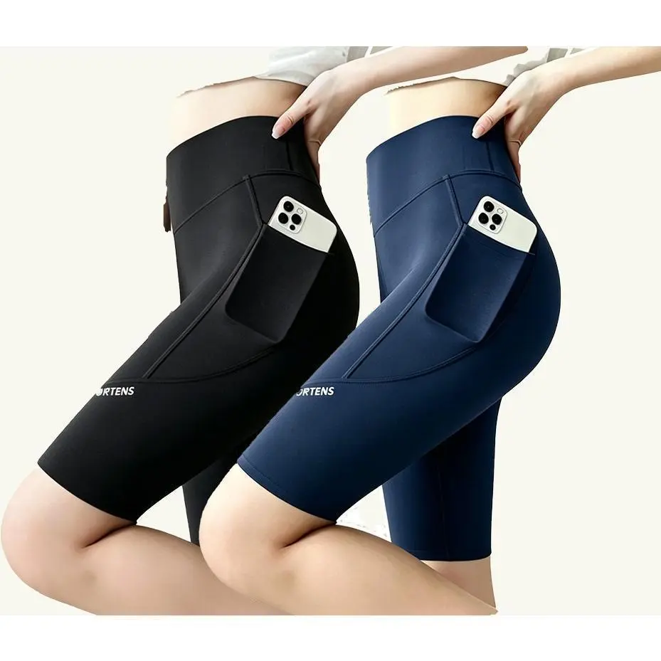 Women's 2-Pack Biker Shorts, High Waisted Slim Fit Workout Wear with Tummy Control, Super Soft Nylon Blend with Pockets for Gym, Gym Outfits, Fitness Workout Shorts, Athletic Cut Shorts