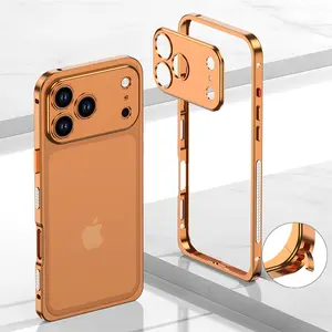 PETSUN QPS Lens-Equipped Metal Frame Smartphone Case - Heat-Dissipating, Anti-Drop Protection Cover for iPhone 17 Pro Max, perfect fit iPhone 16 (Orange) | Mobile Phone Accessory
