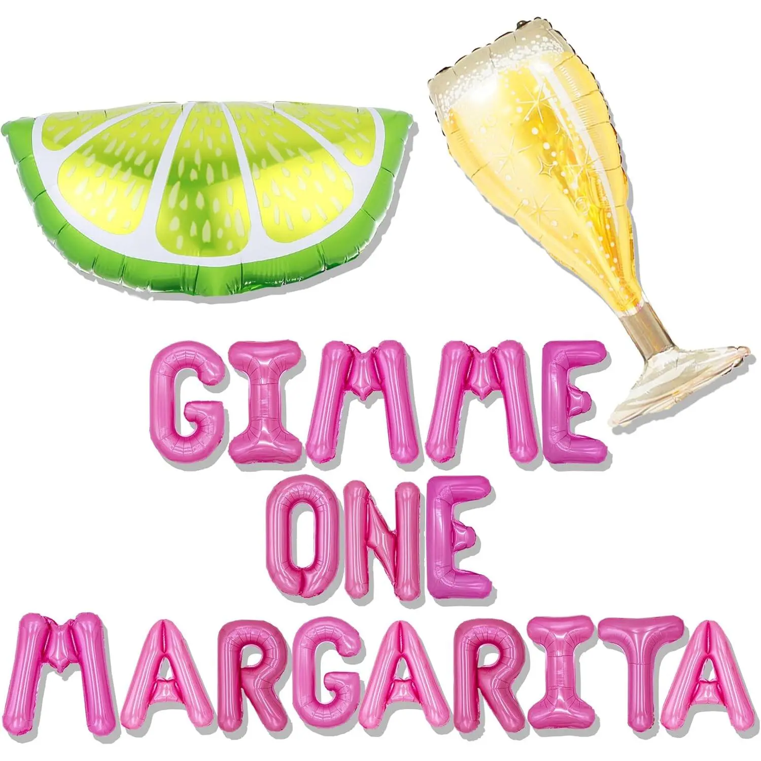 Hot Pink Lemon Slice Glass-Design Decorative Balloons - Margarita-Themed Party Supplies with Gold Accents, Birthday Decor for Guests, No Warning Applicable Home Balloons Ballons