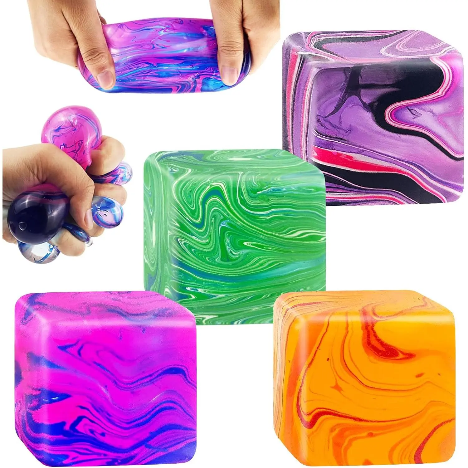 Stress Relief Ice Cube Squishy Toy | Anxiety Relief Soft Gel Block Fidget, Multicolor Slow Rebound Stress Ball, Cute Birthday Gift Bag Fillers, Anxiety Fidget Stress Relief Toys, Cracking Squishy Ball Stress Relief Toys