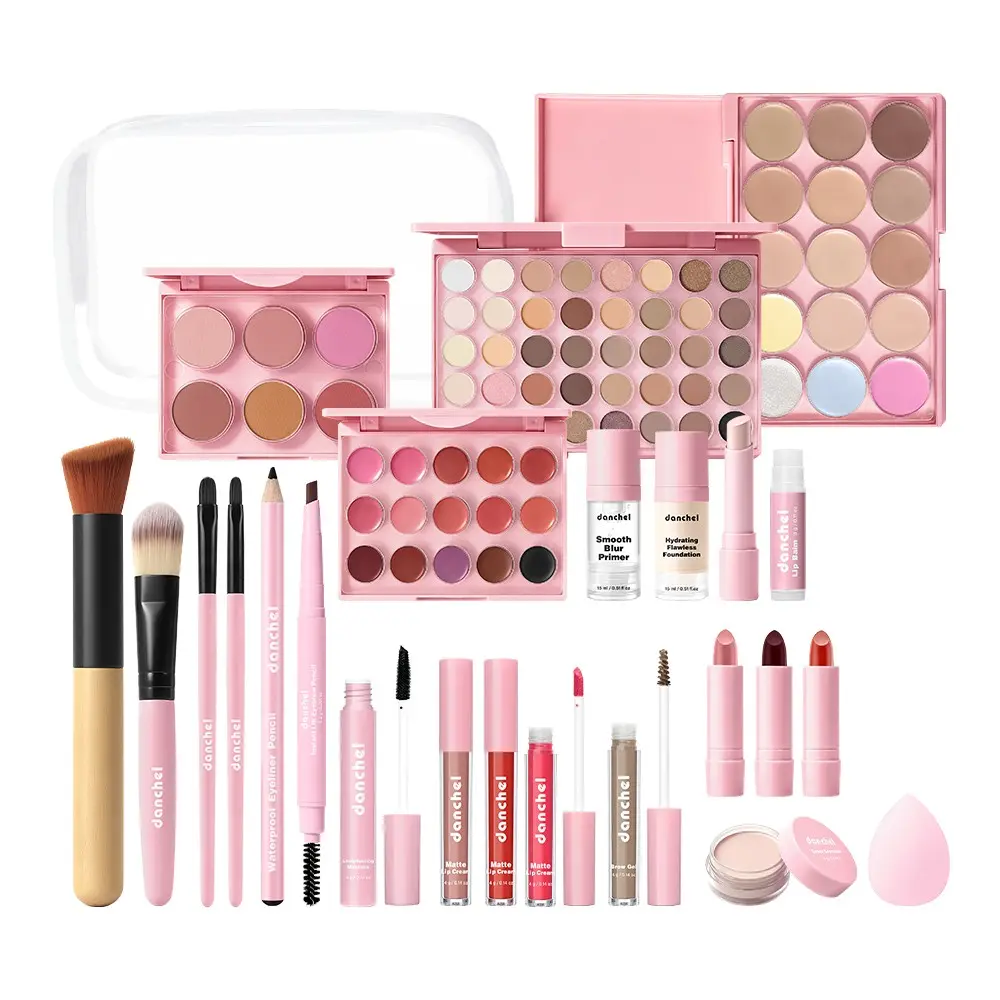 Beginner Full Makeup Set, Comes with Storage Bag, Contains Hydrating Foundation, Concealer, Contour, Blush, Eyeliner, Eye and Lip Makeup in One Kit, Friendly for Newbies, for Personal Use or Gifting, Ideal for Daily Commute and Elaborate Makeup Looks