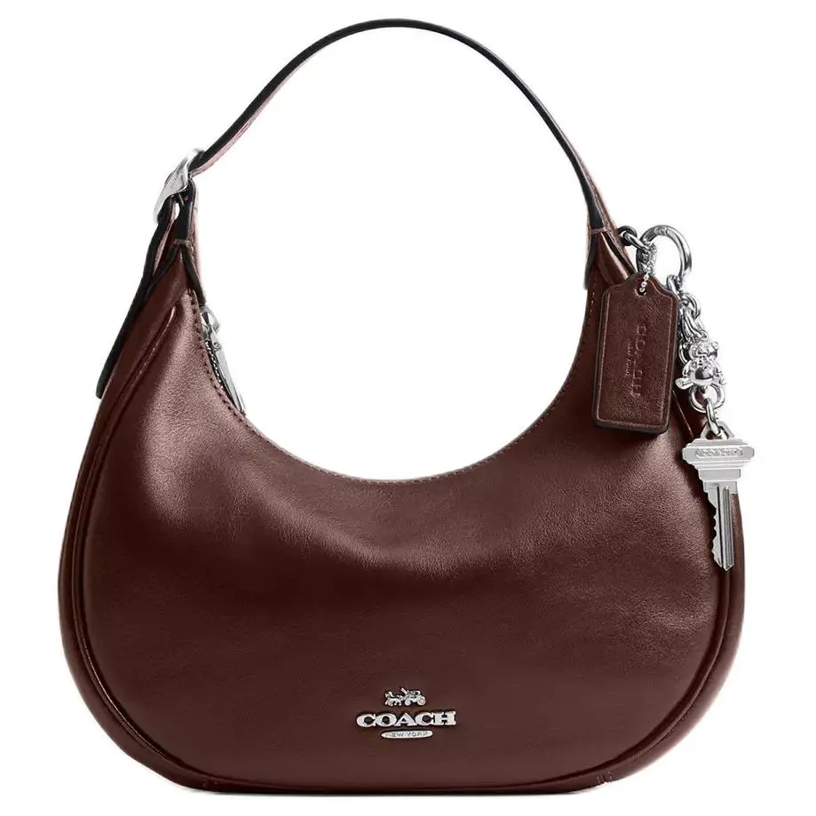 COACH Emily 23 Leather Handbag for Women – Medium Size, Monogrammed Metal Hardware, Maple Color