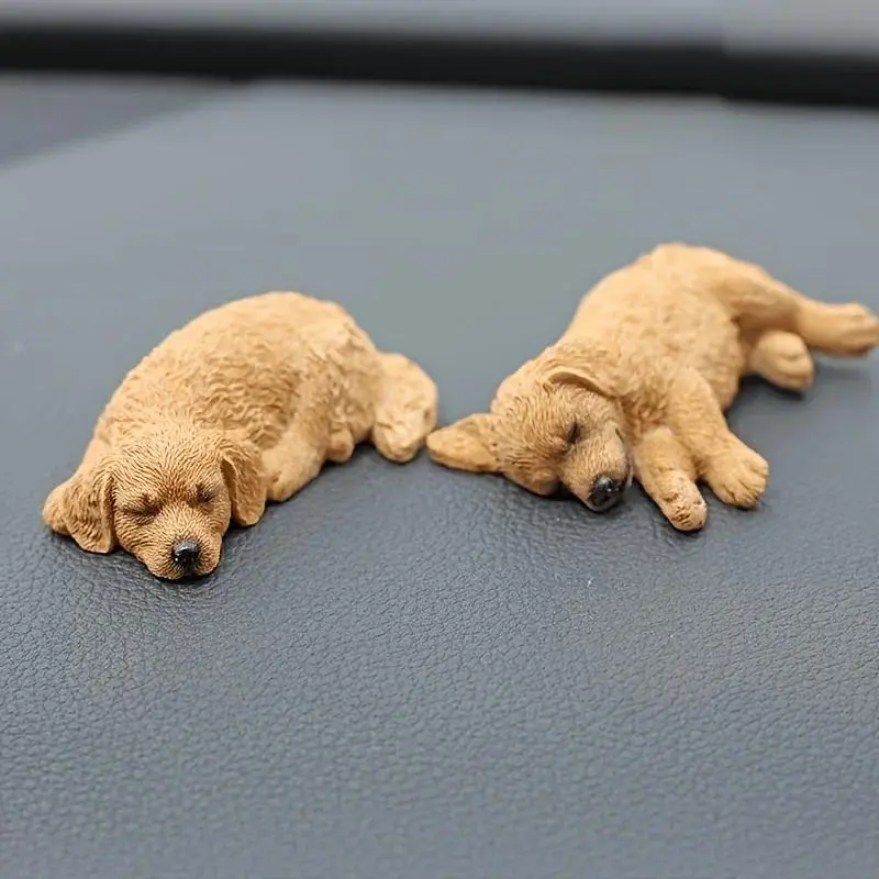 1Pcs Golden Retriever Dog Resin Car Ornaments Puppy Cute Dog Toy Figure Statue for Car Dashboard Tabletop Decoration Accessories
