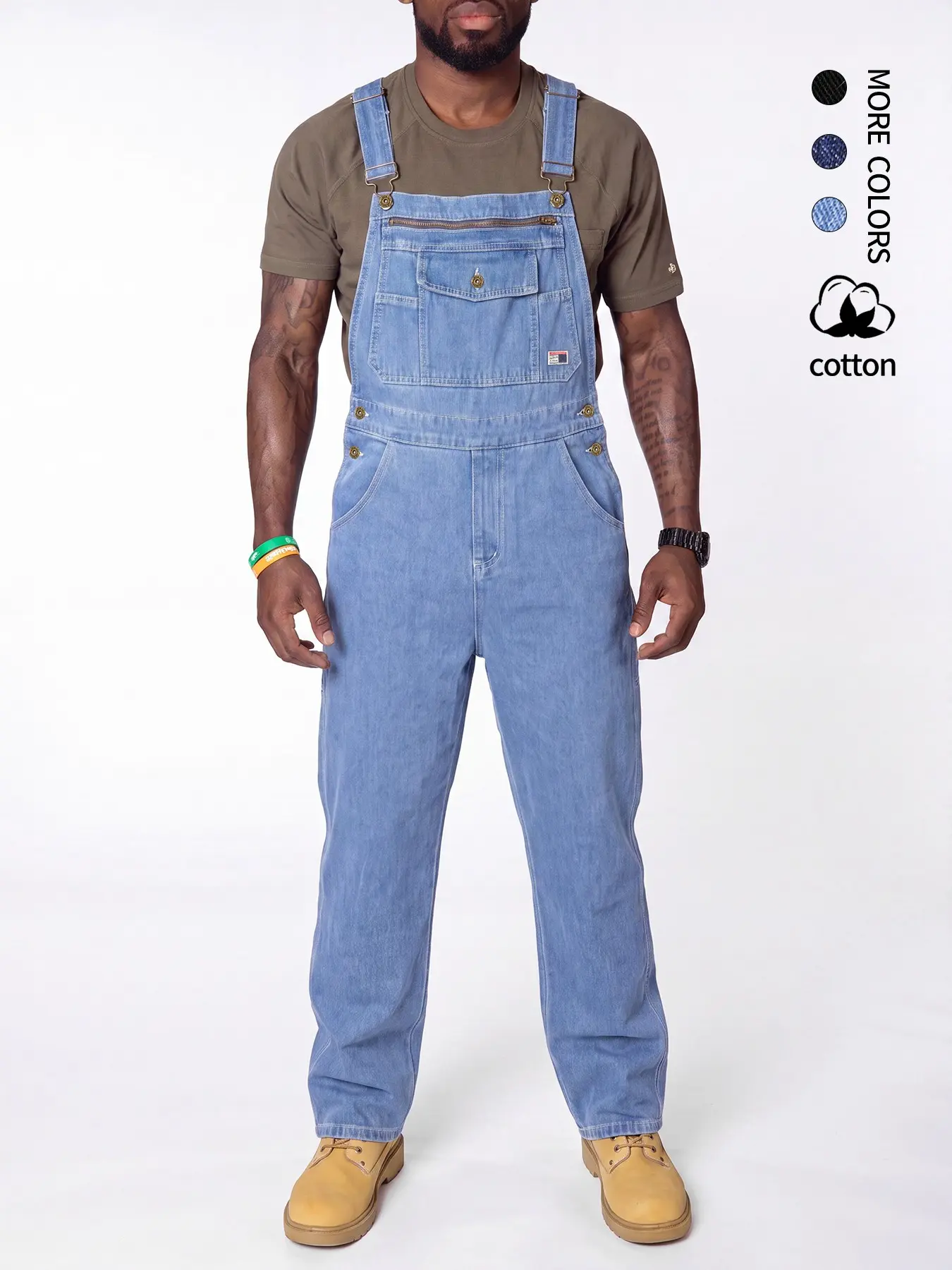 Men's fashionable street style denim overalls, casual workwear, solid color casual style, available in 3 colors suitable for vacation wear, perfect gift for boyfriend or husband