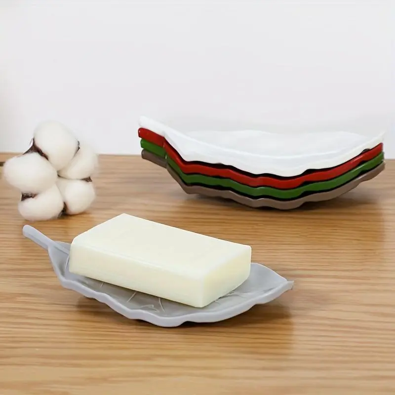 Leaf Form Soap Dish Set - 1pc/4pc Creative and Novel Soap Rack, Bathroom Decor, Home and Bathroom Products for Quality Living