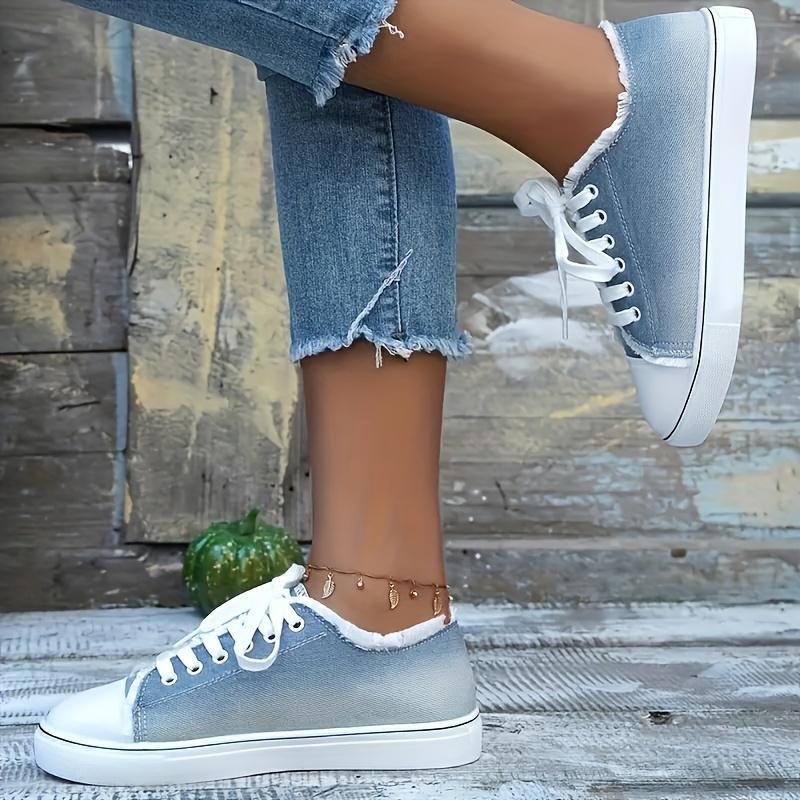 Women's Casual Sneakers - Low-Top, Breathable, Lightweight, Four-Season, Laces, Rubber Outsole, Fabric Upper And Insole - Plus Size - For Women - Suitable For Everyday Wear - Perfect For Casual Outings & Travel