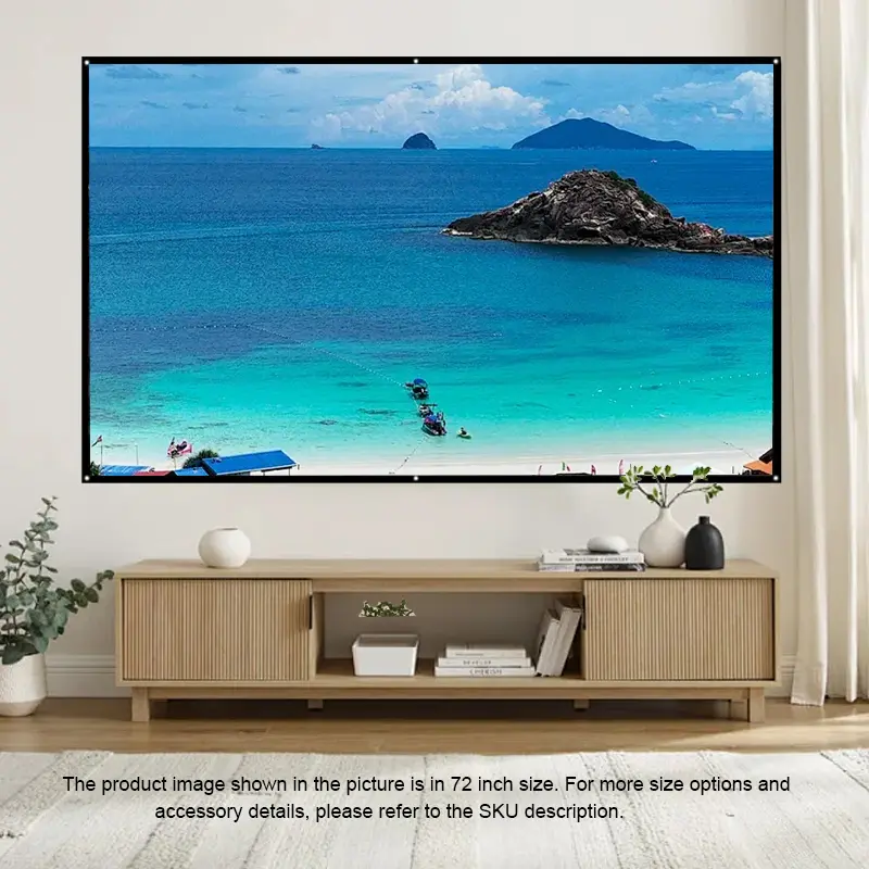 60-150 inch thick projection screen projector screen, portable folding double-sided white washable, suitable for home theater camping and entertainment activities 16:9