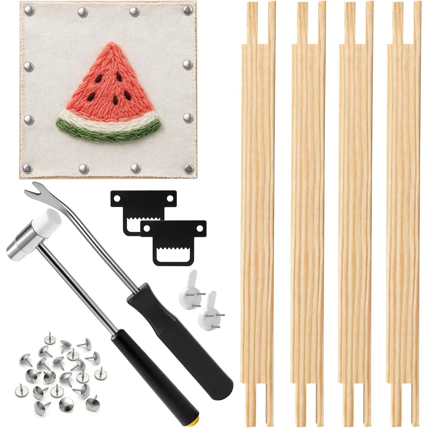 8" Needlepoint Stretcher Bars, 4 count Stretcher Bars for Needlework | Wooden Canvas Frames with 30 Thumb Tacks, Needlepoint Frame for Your Petit Point,   or Embroidery Projects