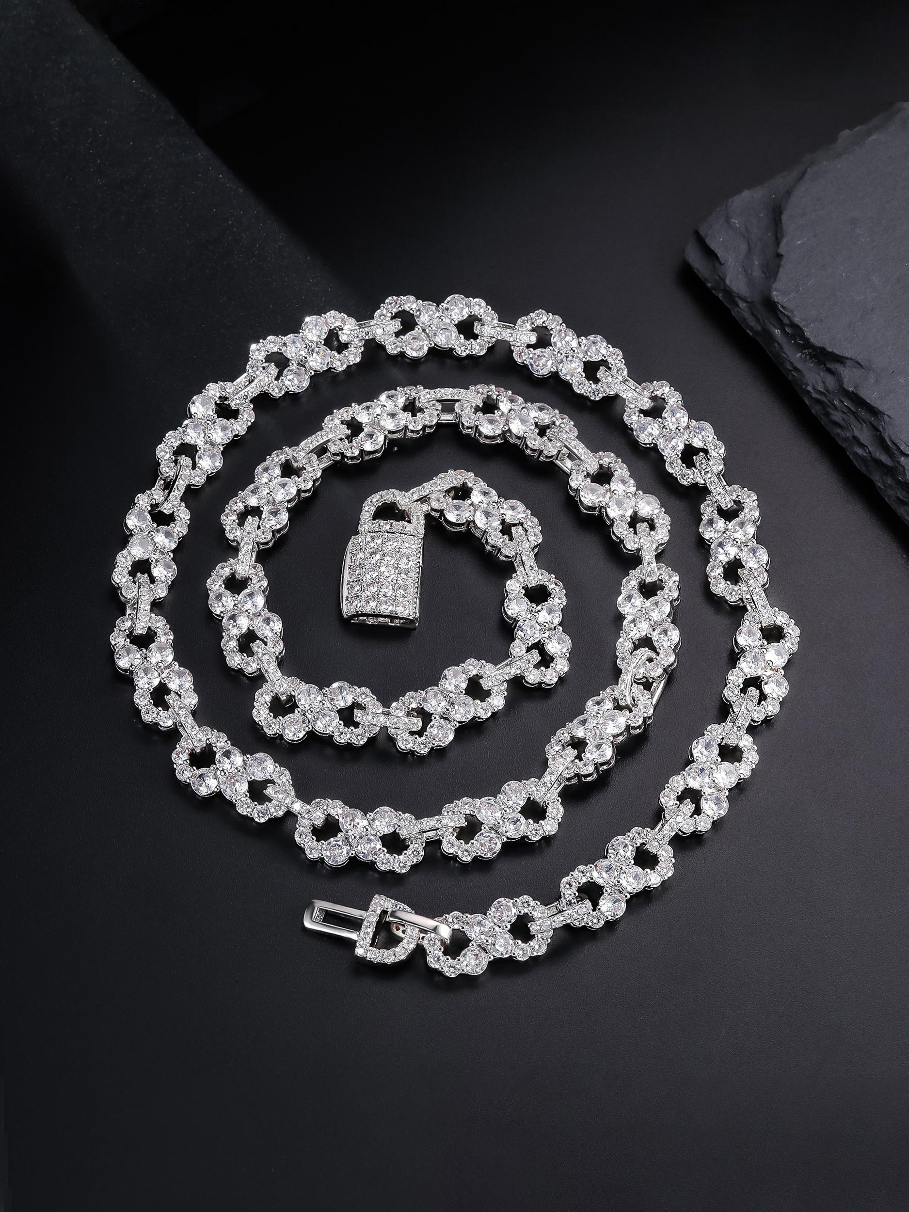 Infinity Symbol Design Bling Rhinestone Decor Necklace, Minimalist Chain Necklace, Chunky Chain Necklace, Hip Hop Jewelry for Parties and Daily Outfits, Trendy Versatile & Exquisite Jewelry for Gift, Modern Versatile Accessories