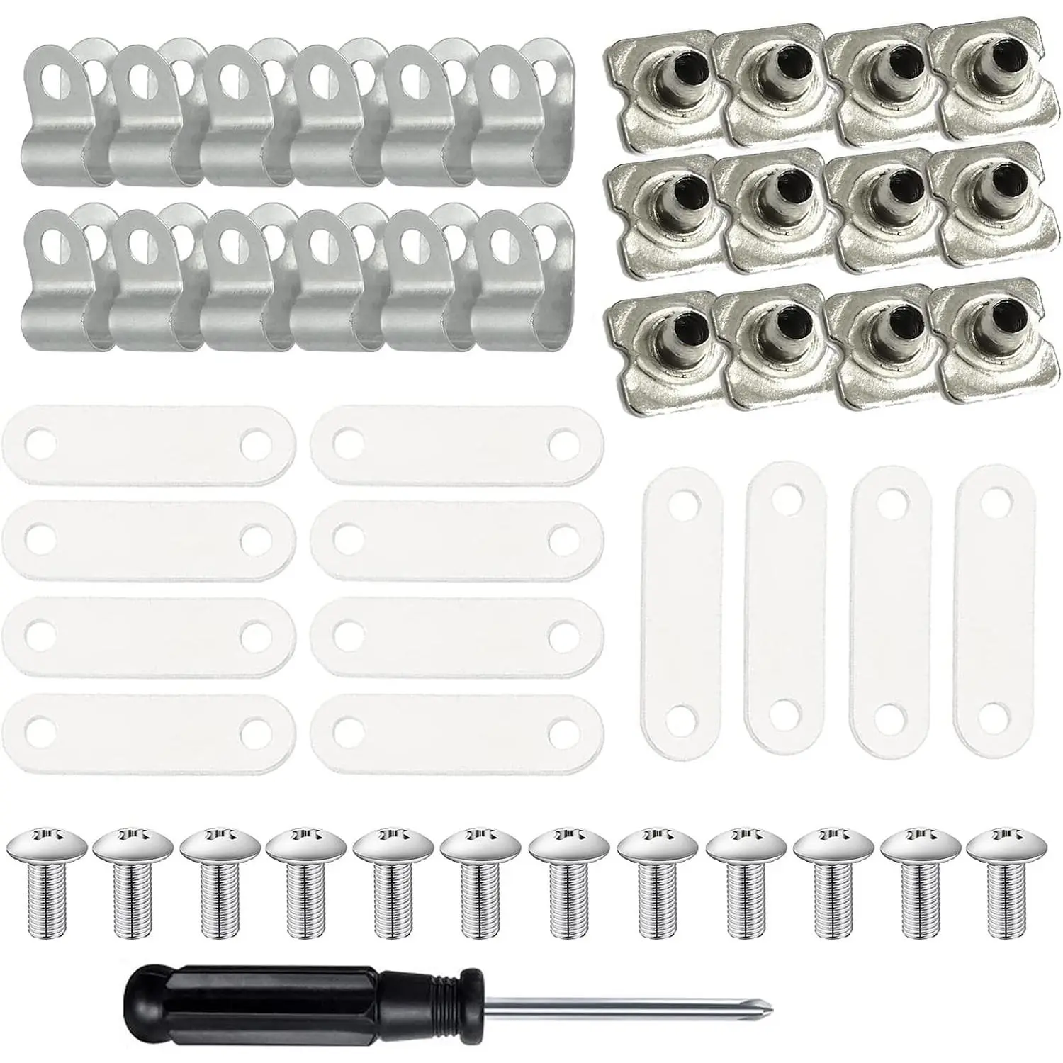 Football Helmet Repair Kit, Hockey Helmet Hardware Kit for Universal Baseball Softball Facemask, R Shape Football Visor Clips Screws Nuts with Rubber Gaskets