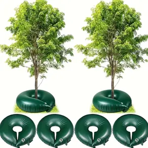 6-Pack 10-Gallon Tree Watering Bags with Slow-Release PVC Drip Irrigation System 35.4-inch Round Self-Watering Ring for Plants and Shrubs Durable Plastic, Battery-Free, Easy Installation Efficient Water Distribution for Gardens and Outdoor Use Garde