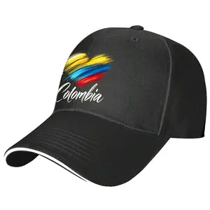 Colombian Flag Heart Baseball Cap, Flag Accent Hats for Colombian Pride - Humorous, Stylish Patterned Fashion Accessory
