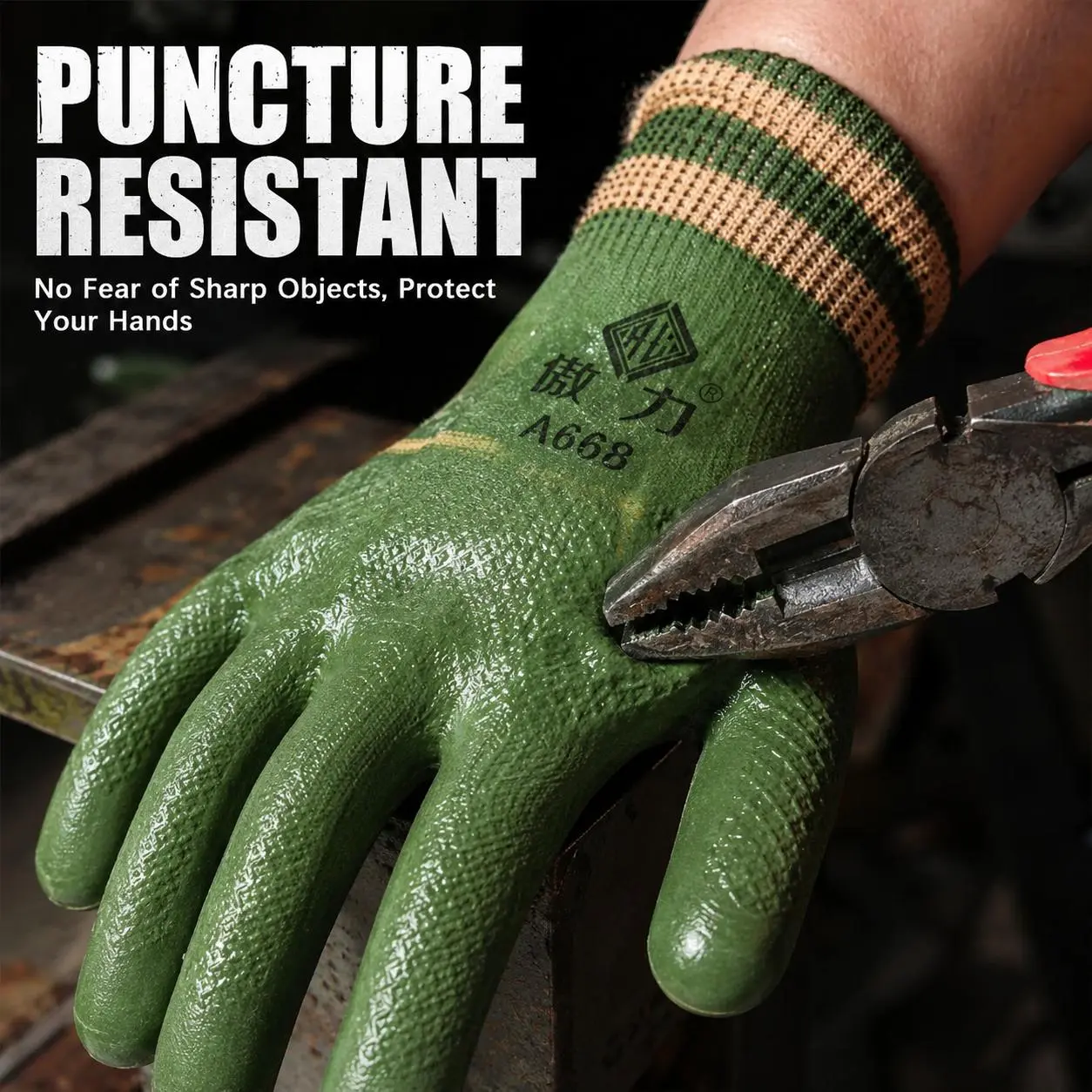 Heavy Duty Tire Rubber Coated Nylon Work Gloves, Full Latex Dipped Wearproof Labor Mitts, Practical Industrial Supply for Building Construction, Loading and Manual Handling Jobs
