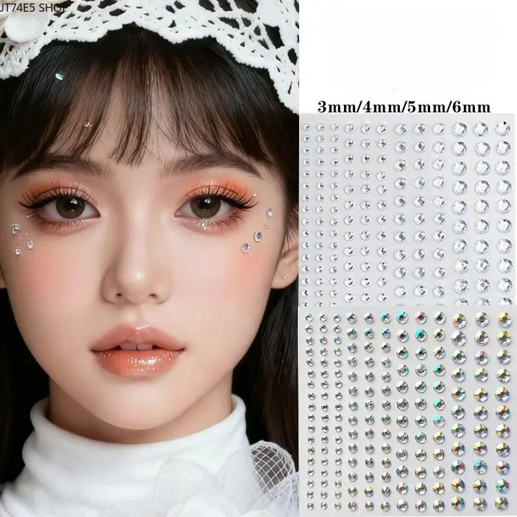 Concert Makeup Stickers Face Makeup Diamond Stickers Children's Stage Makeup Face Jewelry Music Festival Eye Makeup Bright Diamonds