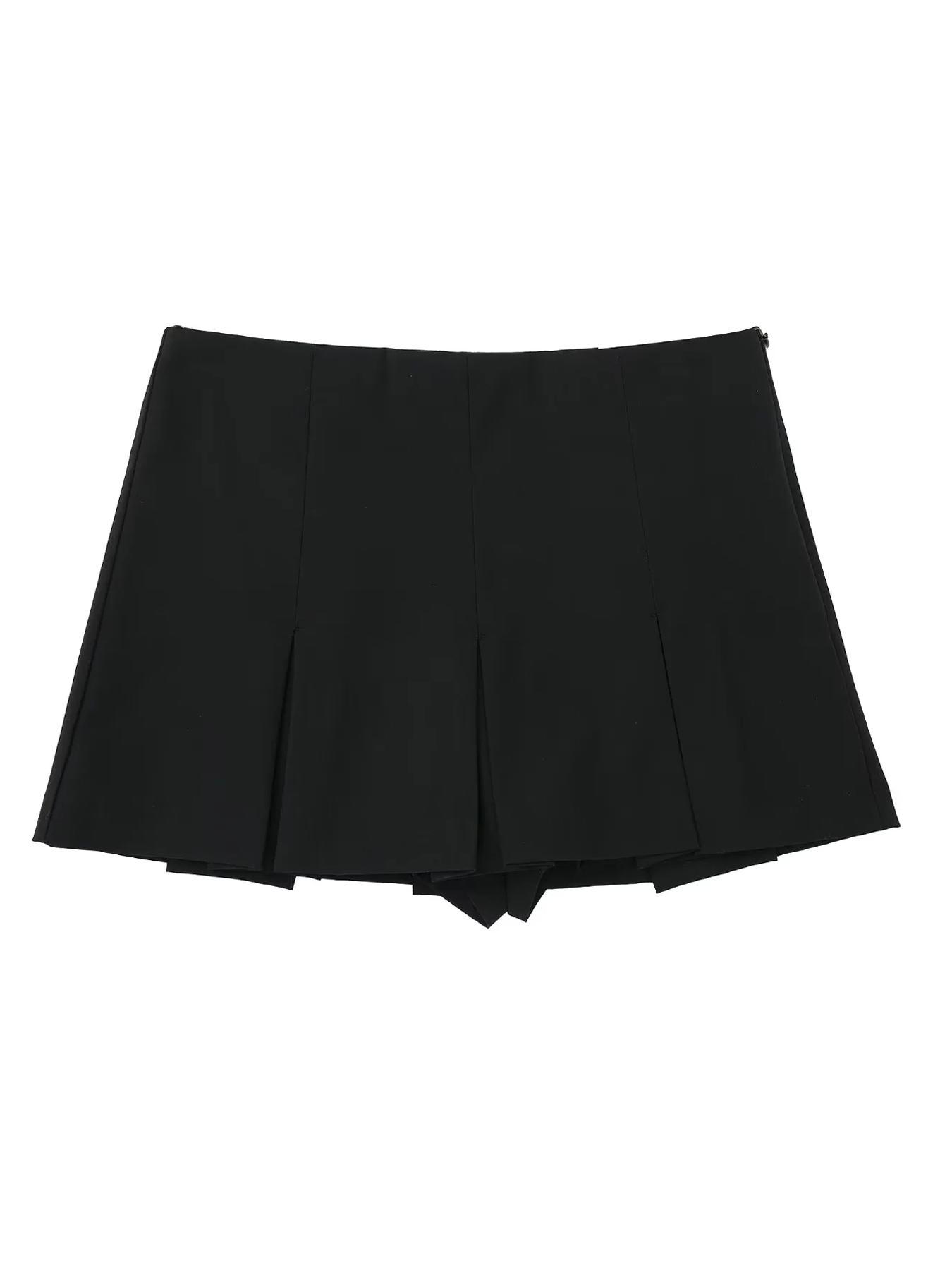 Women's High Waist Solid Woven Preppy Fashion Pleated Skorts, Minimalist Basic Lady Skirt, Fashion Womenswear, Casual Shorts for Daily Outdoor Wear, Women Bottoms for Summer Spring Fall, Shorts for Women