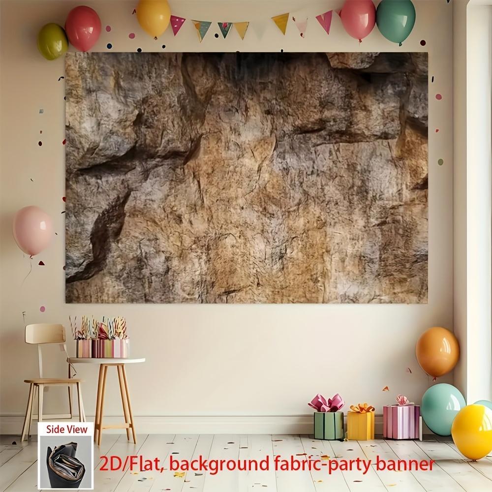 1pc 2D Flat Rustic Rock Wall Decor Backdrop - Natural Stone Texture Party Banner, Durable Polyester Fabric for Weddings, Birthdays, Bars & Home Decor, No Electricity Needed, Easy Setup, Festival Background, Tex