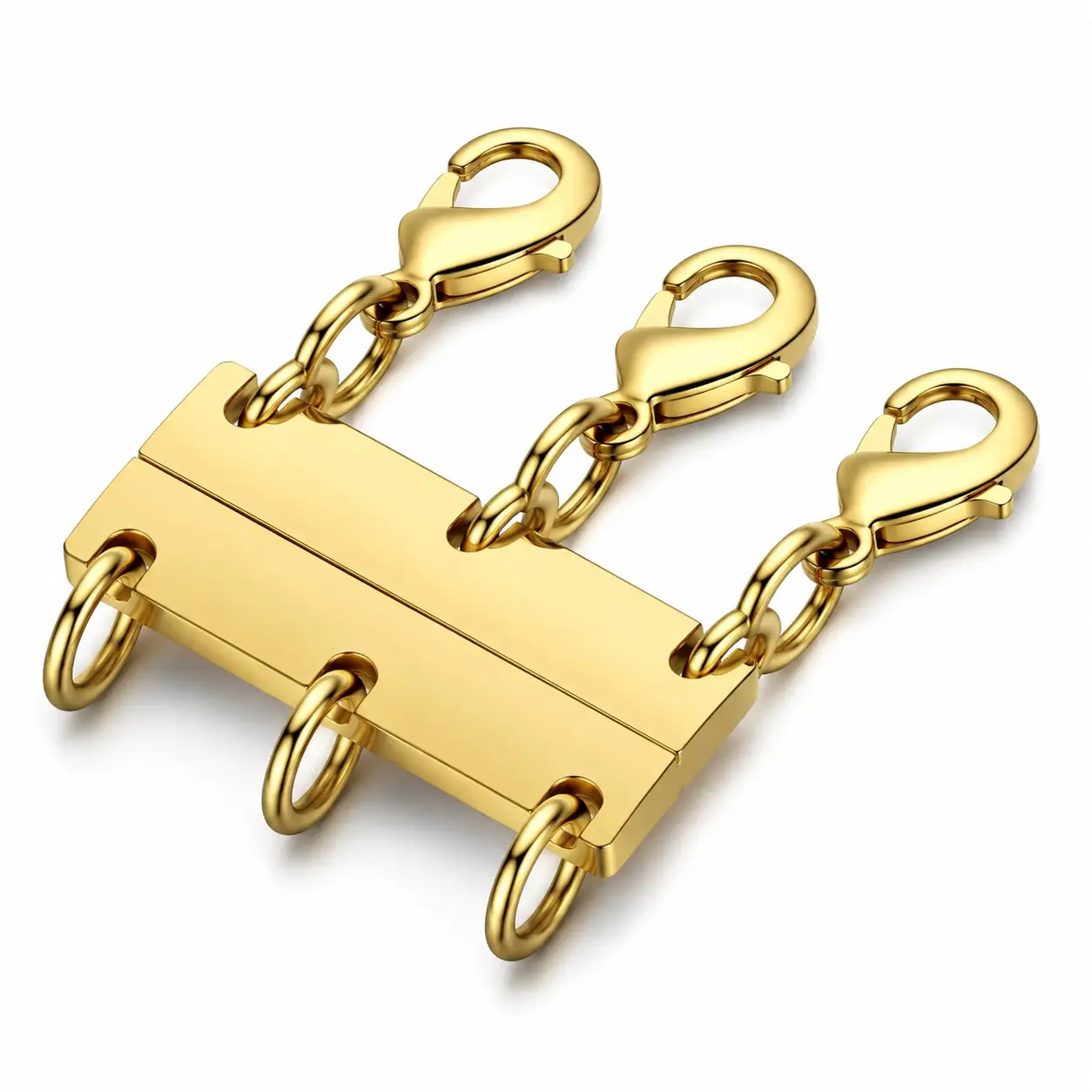 Versatile Gold-Tone Necklace Layering Clasp with Strong Magnetic Closure – Adjustable Multi-Chain Separator for Effortless Stacking, Tangle-Free Wear, and Customizable Jewelry Styling for Women