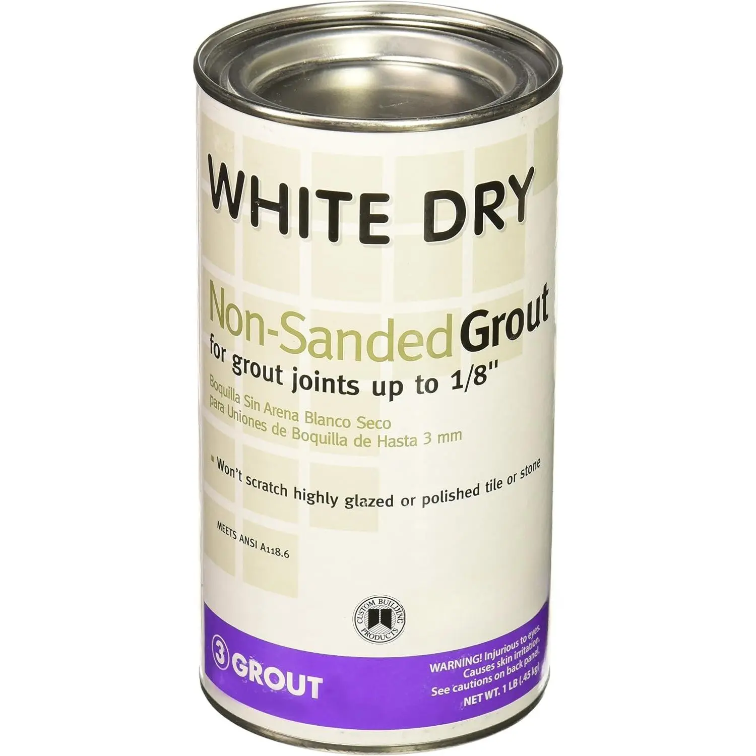 Non-Sanded Tile Grout, Building Product WDG1, 1lb White, Stain Resistant for DIY Users, Beginner-Friendly