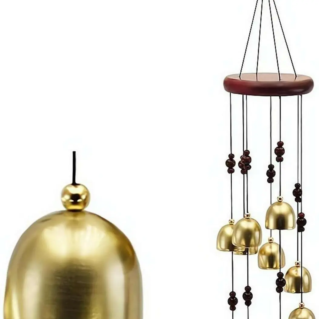 Wind Chime Decorations – Wooden Wind Chimes, 40cm Outdoor Garden Hanging Bell Ornament with Natural Pine Plank & Iron Bells, Melodic Patio Balcony Decor