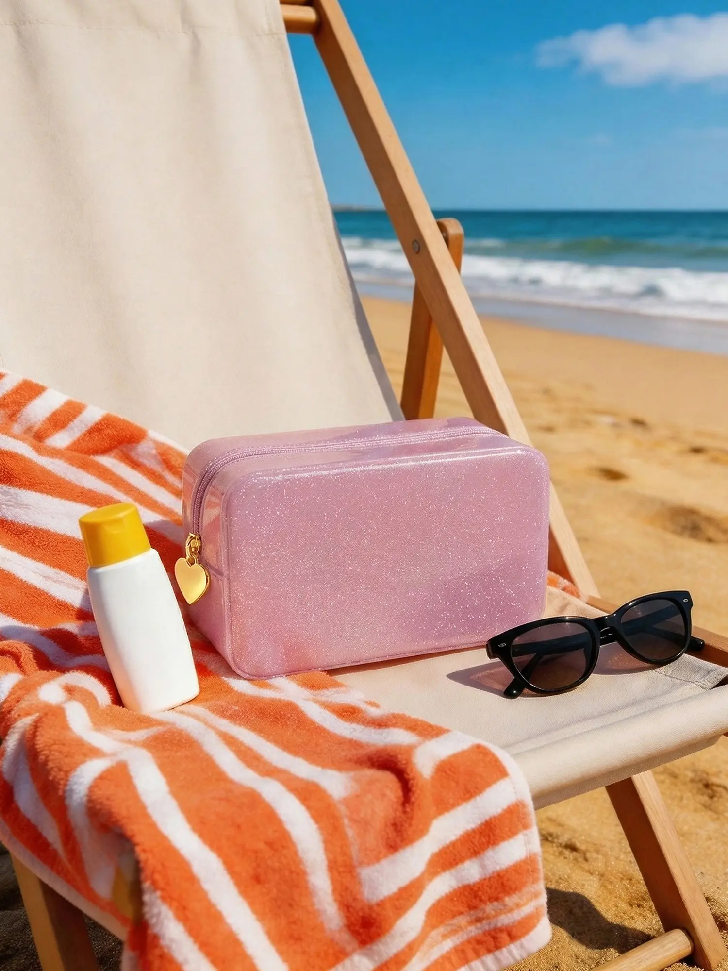 Transparent PVC Waterproof Storage Bag, Large Capacity Travel Makeup Organizer Bag, Travel Makeup Pouch, Makeup Bags, Zipper Closure, Cosmetics, Toiletries, Essential For Beach, Travel