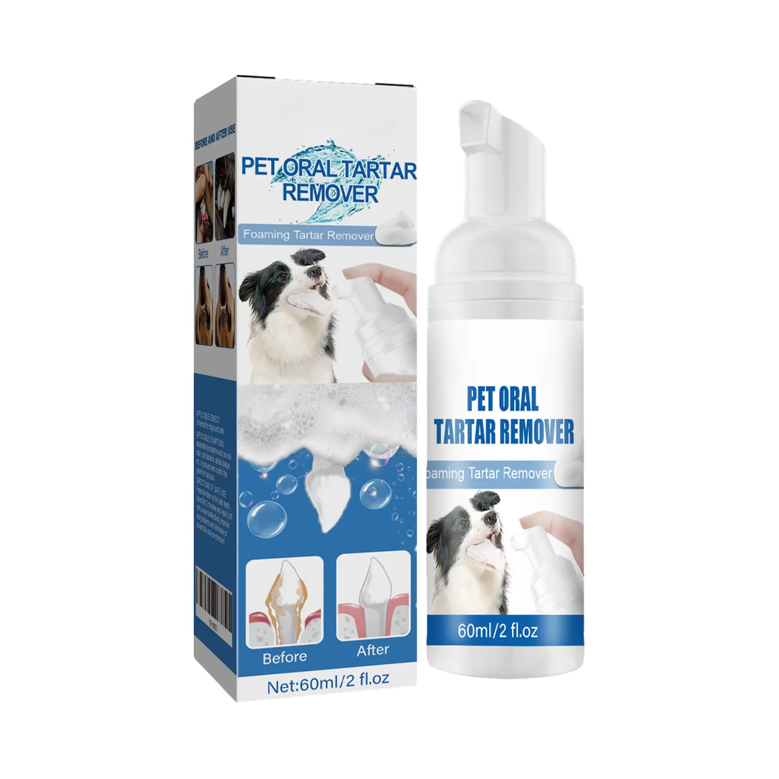 Pet Dental Foam Cleaner for Dogs & Cats - Glycerin Base, Tartar Plaque Remover, Long-Lasting Fresh Breath, Easy Oral Care Solution for Plaque Control & Tartar Reduction