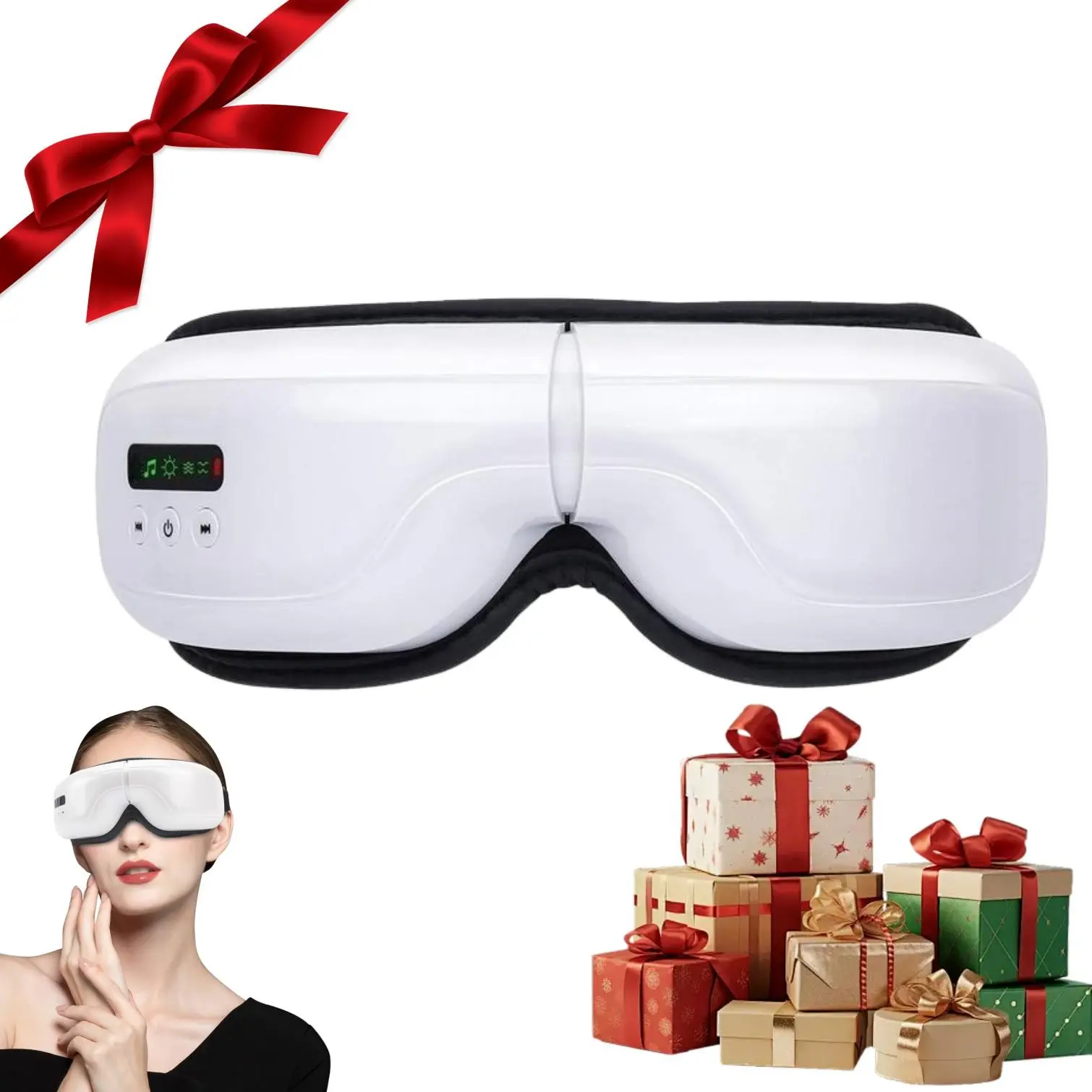Eye Massager with Heating Function, Bluetooth-compatible Smart Eye Massager with Relaxing Music, Portable Heated Eye Care Sleep Mask, Vibration, Heat, Air Pressure