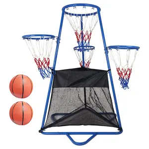 Activejoy 4-Hoop Kids Basketball Set, Adjustable Height Basketball Goal with 2 Balls & Air Pump, Non-Toxic Material, Portable Indoor Outdoor Sports Toy for Ages 3-6