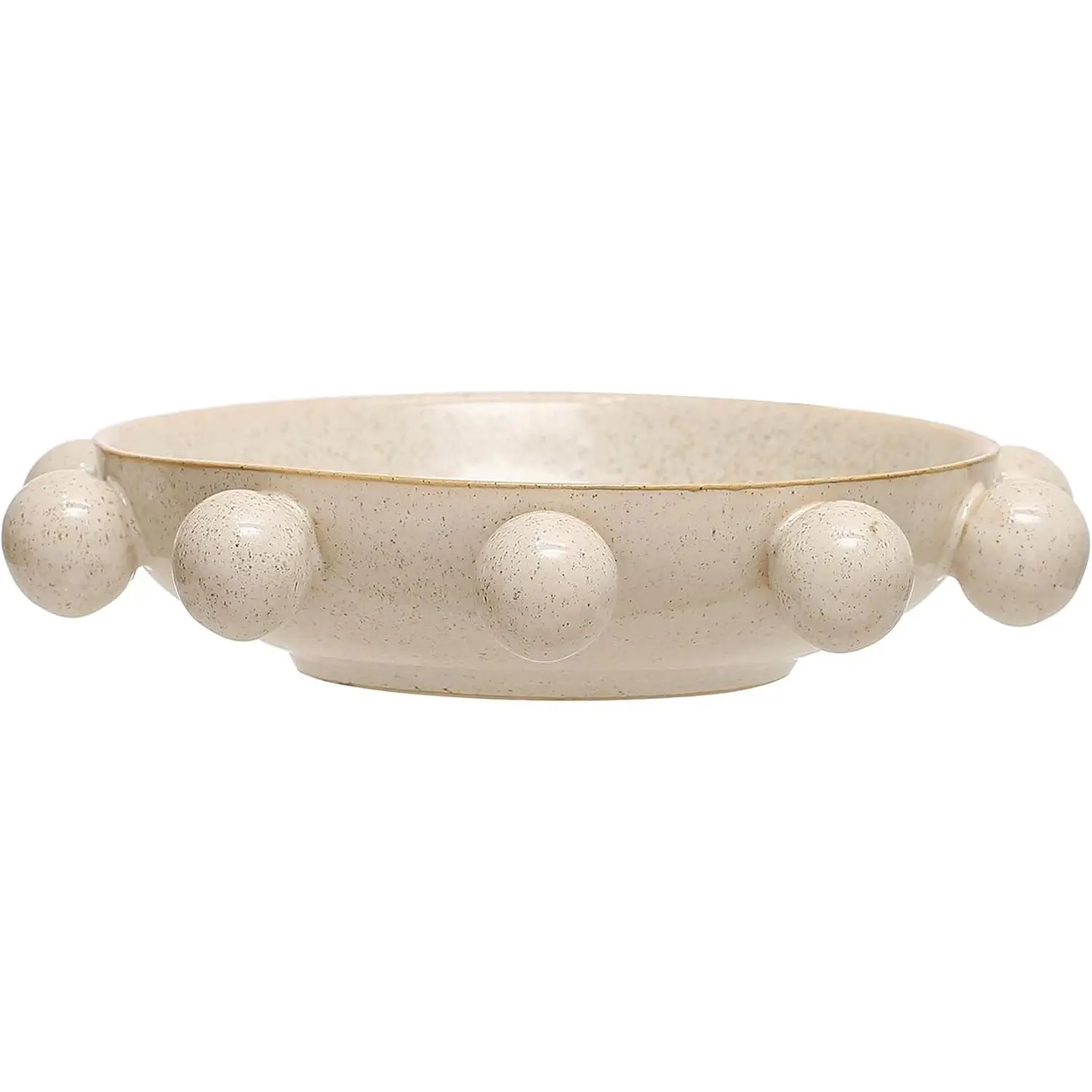 9.75-Inch Stoneware Bowl with Orbs and Reactive Glaze, CreamGift