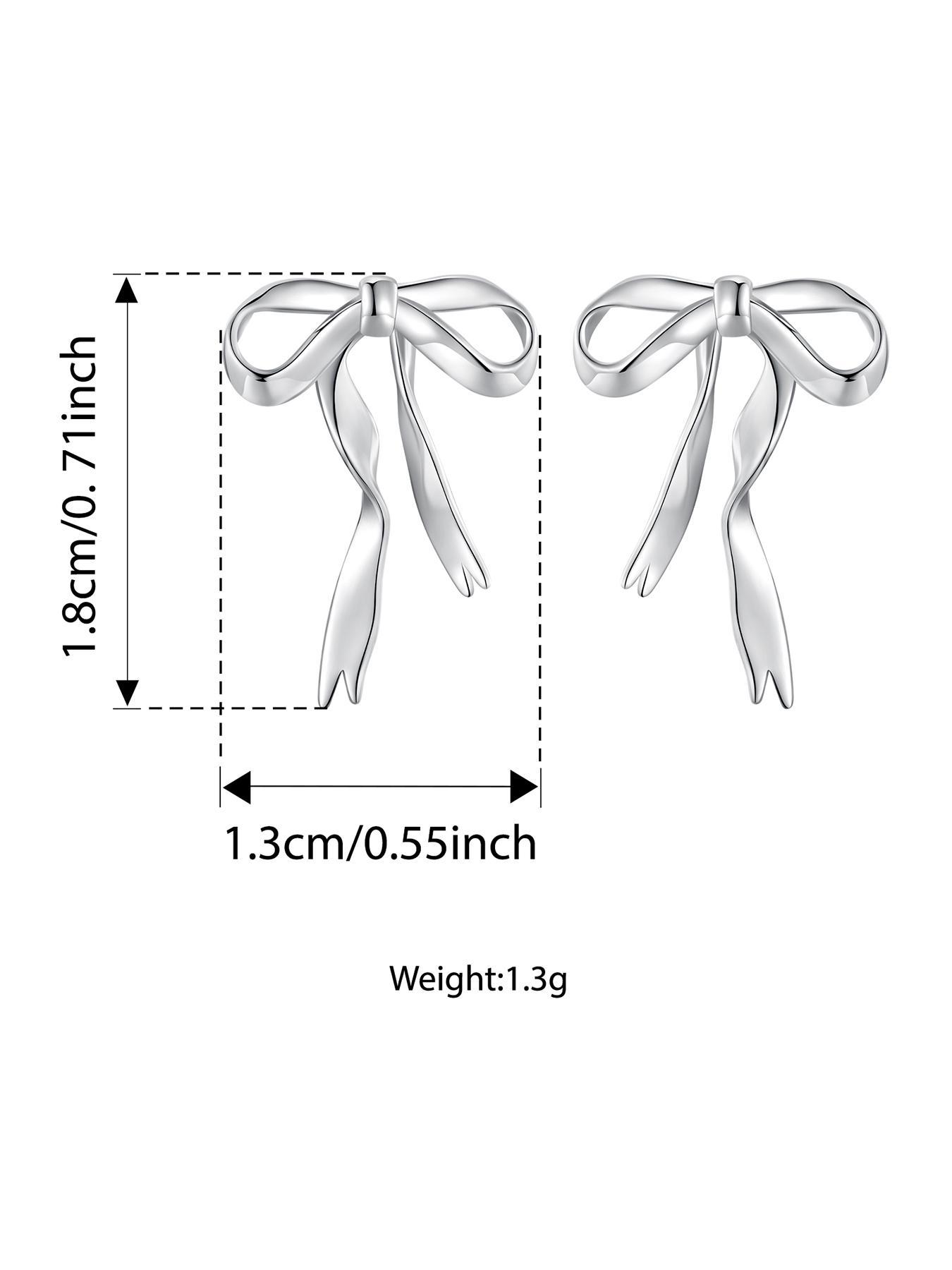 925 Sterling Silver Cute Bowknot Design Earrings, Stud Earring Jewelry, High Quality Earrings, Fashionable Earrings for Women & Girls, Trendy All-match & Exquisite Jewelry for Birthday Gift