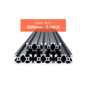 VEVOR 5PCS 39.4 in (1000mm) T Slot 2040 Aluminum Extrusion Profile, European Standard Anodized Linear Rail, High - Strength Extruded Aluminum Rail for 3D Printer, CNC Machine DIY, Laser Engraving, Black