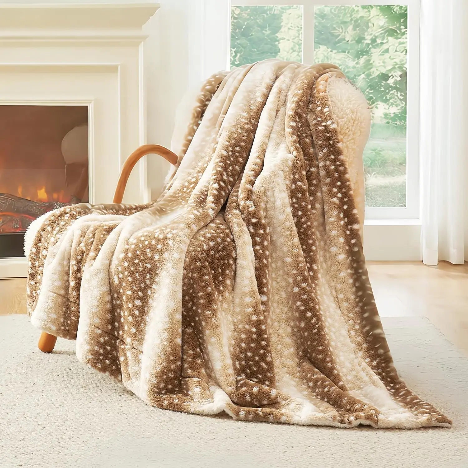 Luxury Faux Fur Throw Blanket Animal Striped Print, Non Shedding Double Sided Sherpa Blankets Super Soft Fluffy Thick Warm Throws Home Decor for Couch Bed Sofa Women (Brown, 50x60 Inches)