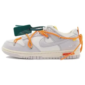 Off-White x Nike Dunk Low The 50 No.44 Unisex Casual Sneakers with Orange Laces and Blue Accents Verifiable, with credentials and supporting global authentication