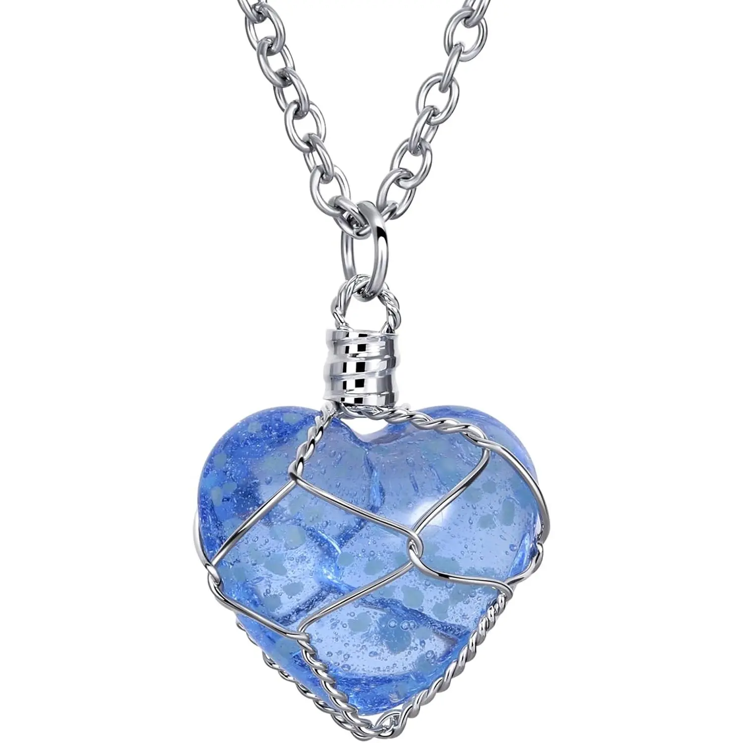 Glow in The Dark Blue/Green Heart Pendant Necklace, Glow Green Light