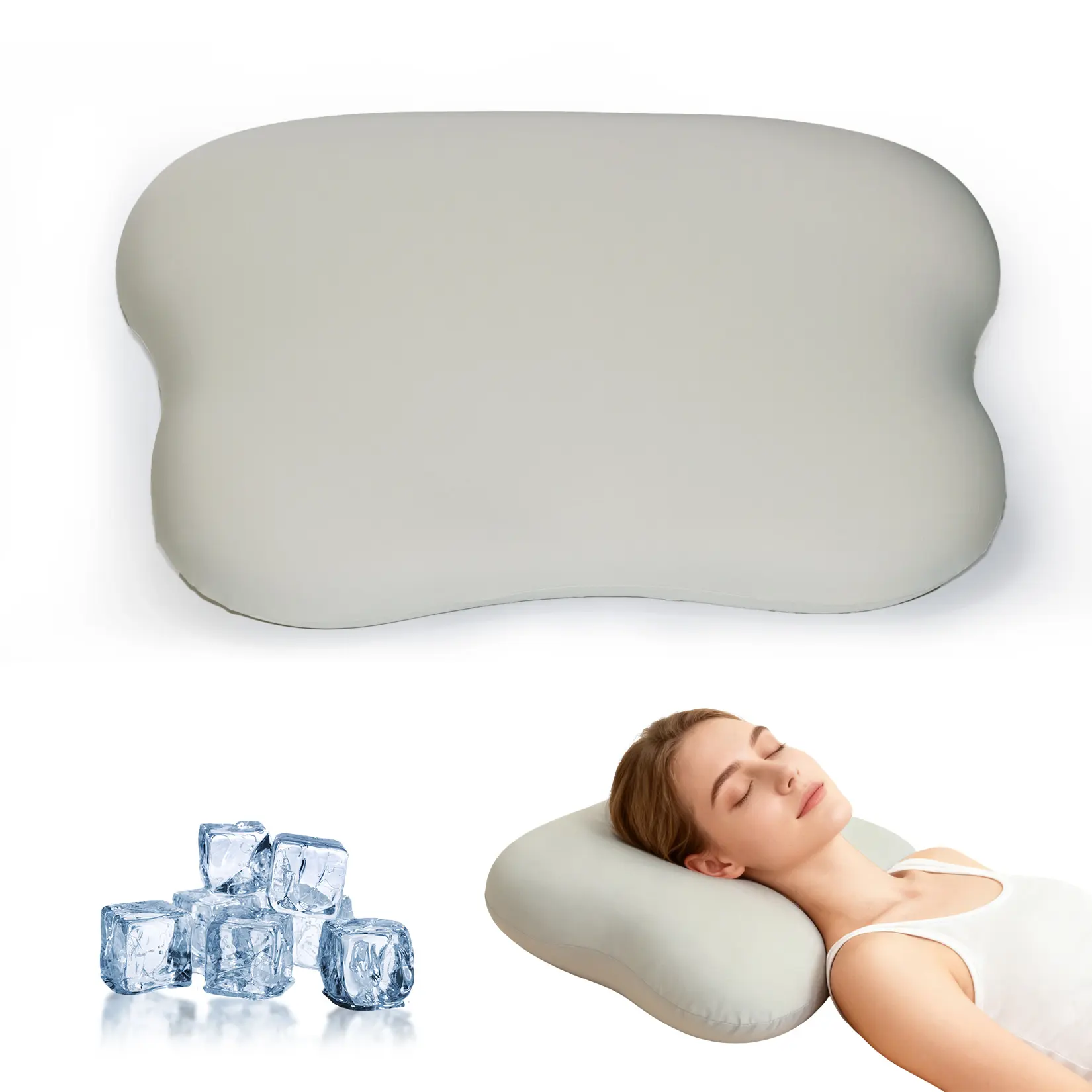 Ergonomic 4-Zone Cervical Neck Pillow – Memory Foam Orthopedic Support for Neck & Shoulder Pain Relief – Dual-Height Cooling Pillow for Side, Back & Stomach Sleepers – Removable Washable Cover – Grey, 69x39x12cm
