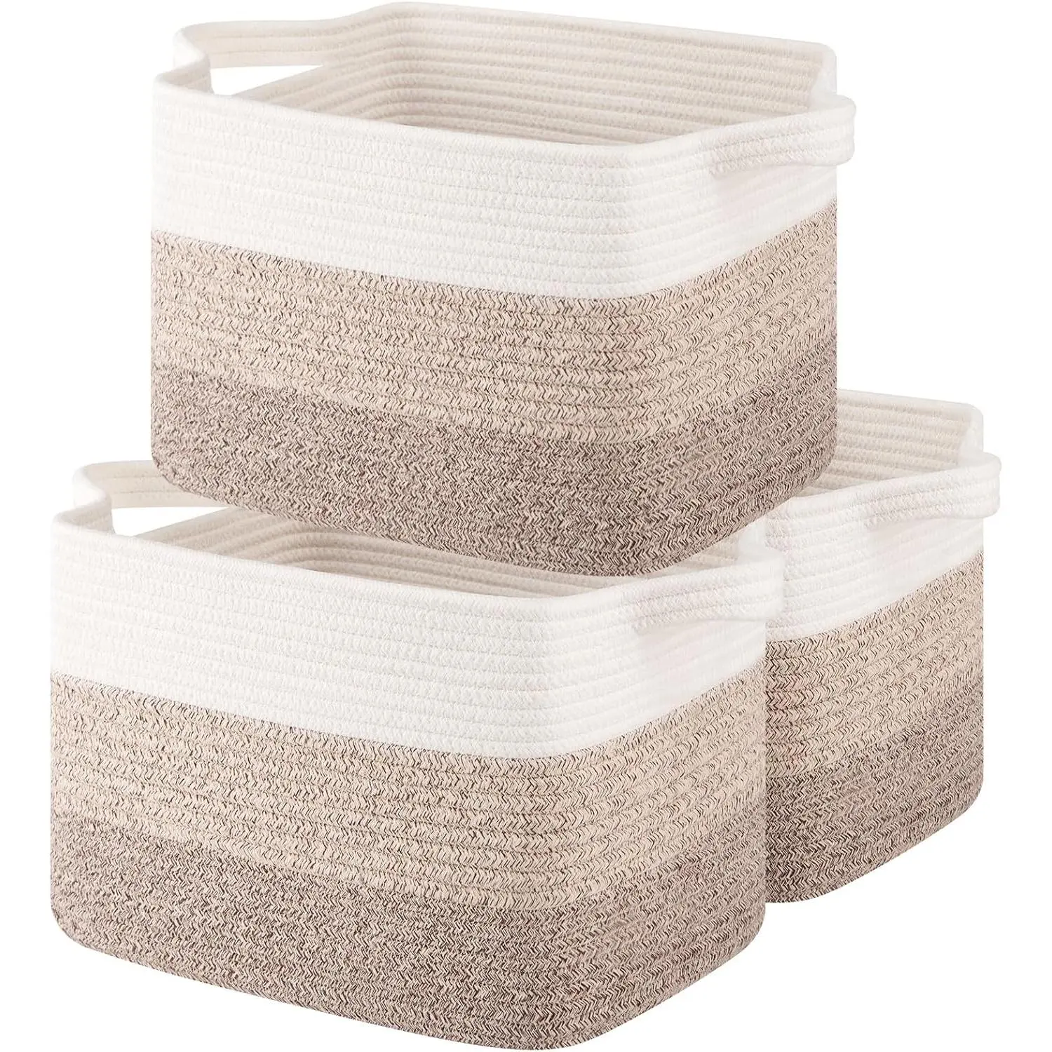 Storage Basket for Organizing, Woven Baskets for Storage, Rectangle Decorative Baskets for Shleves, Closet, Toys, Books,  Organizer Bins - Pack of 3 (Gradient Yellow, 13"x9.85"x8.7")