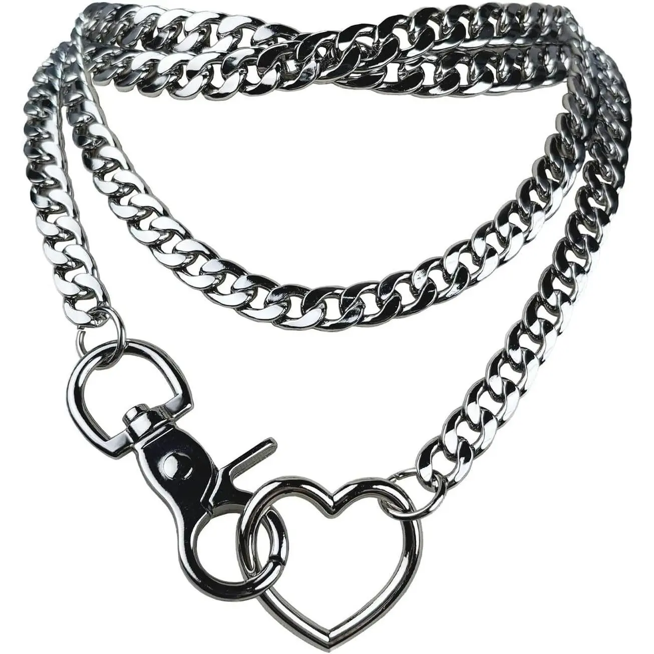 Slip Chain Heart Choker Rainbow Chain Chunky Necklace for Women | Slip chain rainbow chunky necklace for women heart cuban long layered , adjustable thick  necklace loop choker