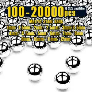 100-20000pcs, Metric Durable Carbon Steel Bearing Balls, Multiple Sizes 1/1.5/2/2.5/3/3.5/4/4.5/5/6/7/8/9/10/11/12mm for Bicycle Industrial Equipment