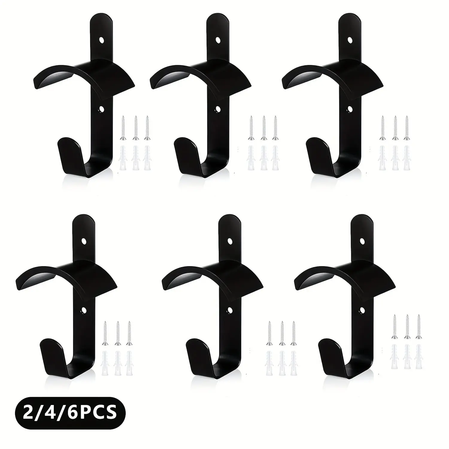 Wall-Mounted Metal Horse Bridle Rack Set, 2/4/6 Pieces with Hooks and Screw Brackets, Ideal for Stables and Equestrian Storage