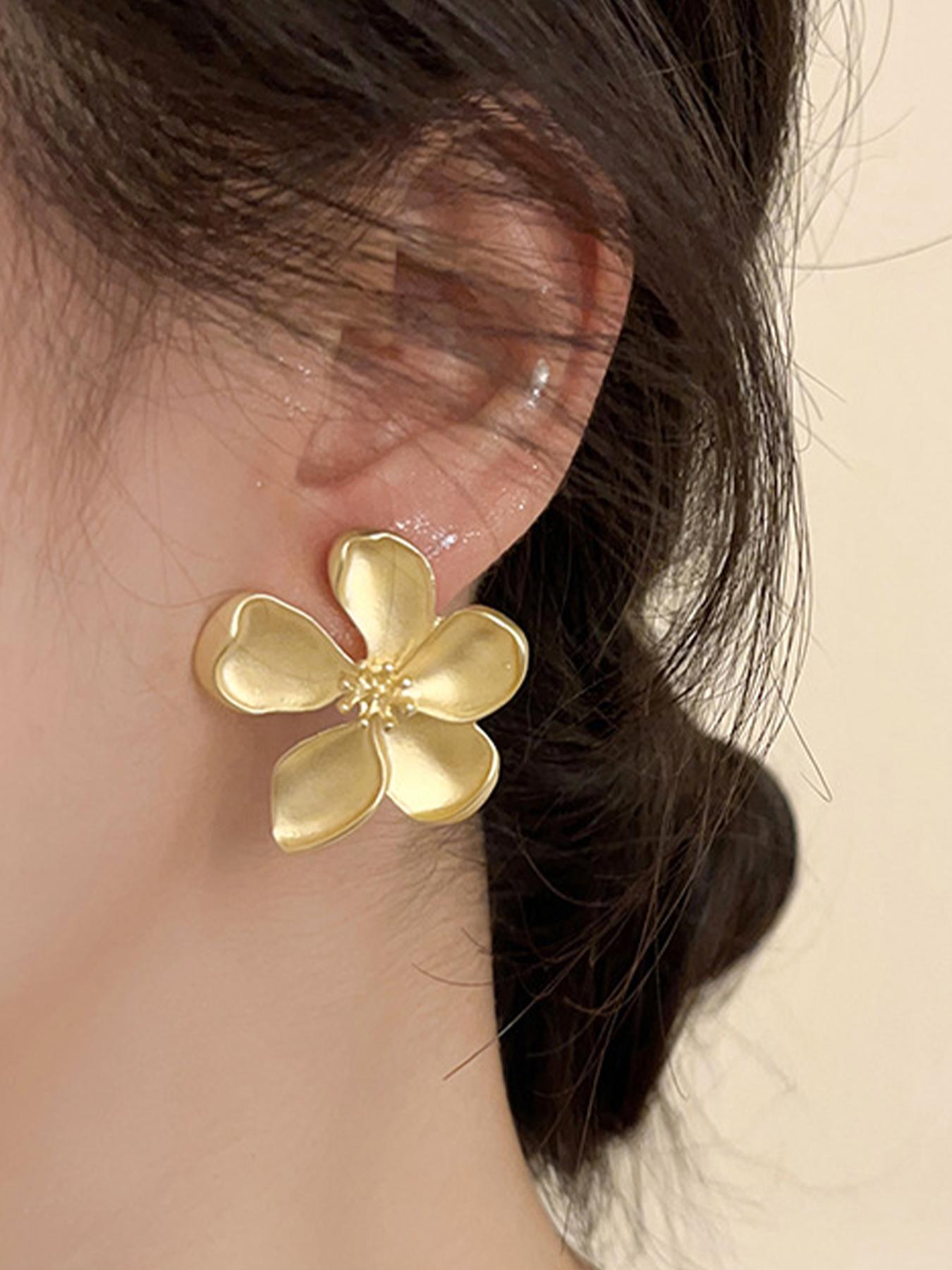 Vintage Flower Design Stud Earrings, High Quality Earrings, Fashionable Jewelry for Women, Daily Clothing Decor, Trendy All-match & Exquisite Jewelry for Birthday Gift