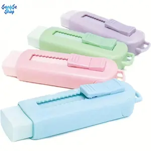 4PCS Macaron Color Retractable Eraser Set (Blue, Pink, Green, Purple), Cute Push-Pull Pencil Erasers, High-Performance Clean Erasing Art Supplies for Students, Drawing & Office Use, Aesthetic Stationery Gift Set for School, Holiday & Christmas Gifts